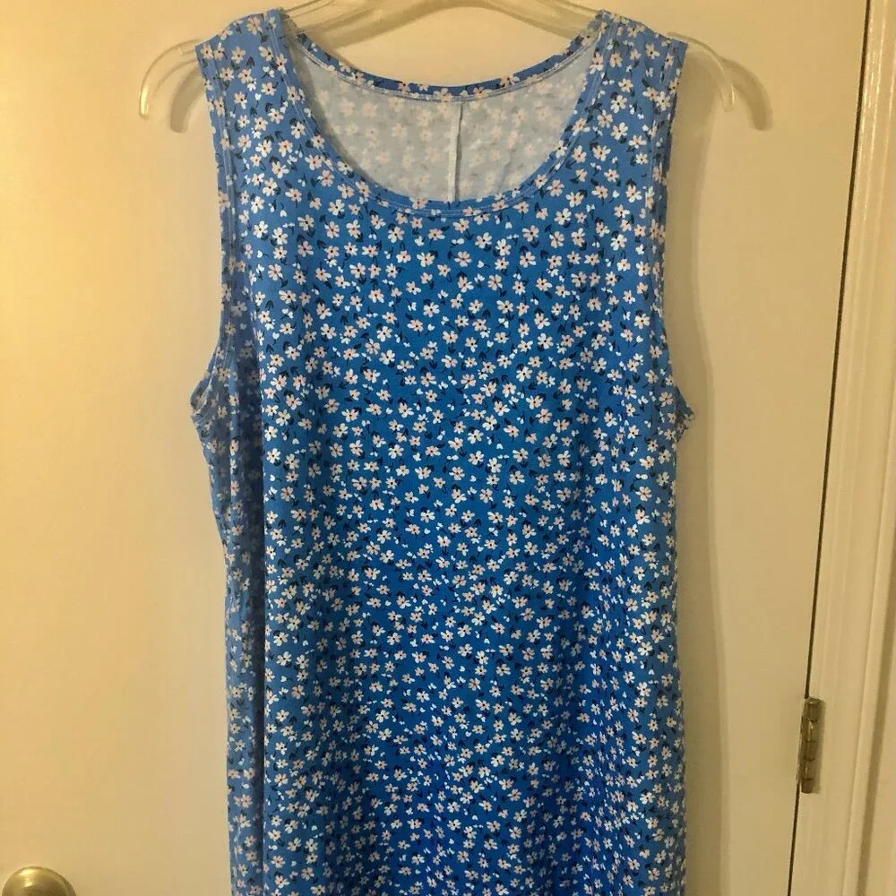 Blue Floral Sleeveless Dress - Picture 8 of 8